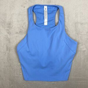 Lululemon High-Neck Cropped Tank Top In Blue Size 14 Sweat-Wicking Fabric